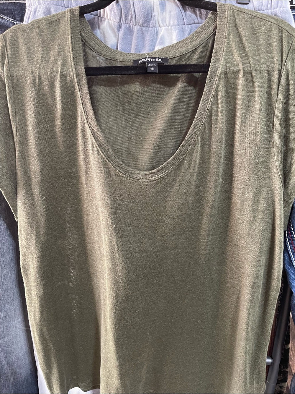 Express Olive Green Scoop Neck Short Sleeve Tee